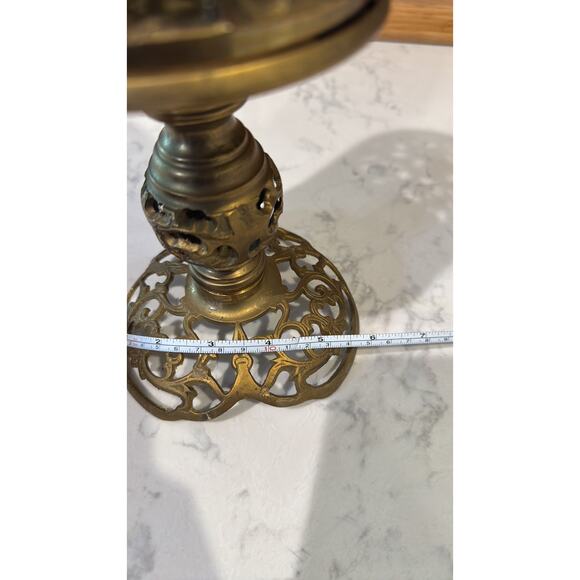 Reticulated Brass Pedestal Candle Holder Vintage Mid-Century Gothic Brass Decor - Picture 11 of 12